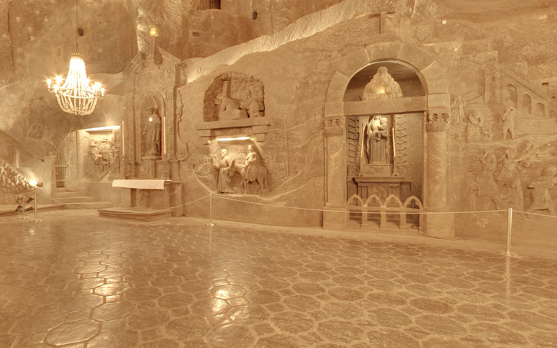 Illustration for article titled Take a Street View Tour of an Underground Chapel Built Out of Salt